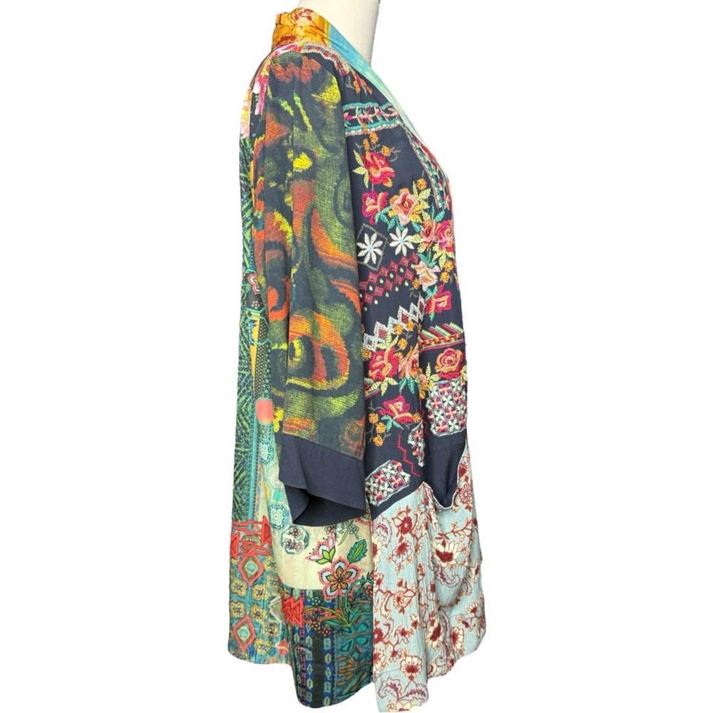 JOHN MARK Embroidered‎ Patchwork Boho Kimono Jack… - image 4